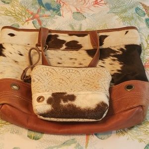 Myra Bag. Cowhide Handbag/Cosmetic Case